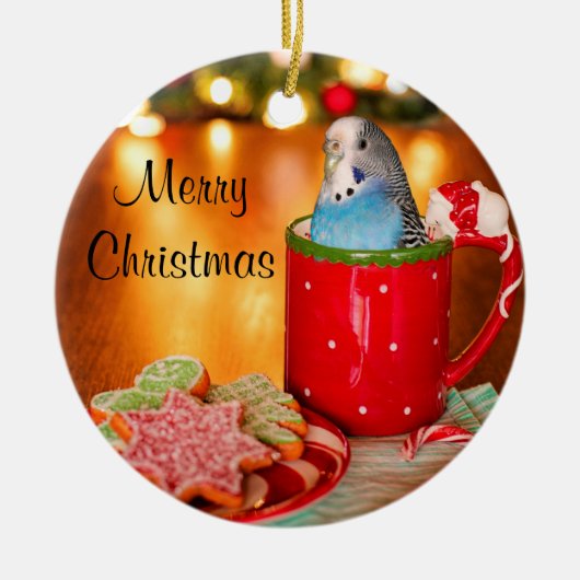 Blauwe kerst keramisch ornament (Voorkant)