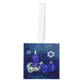Blauwe kerst kubus ornament (Voorkant)