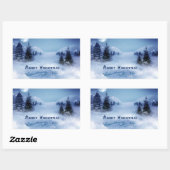 Blauwe kerst rechthoekige sticker (Vel)