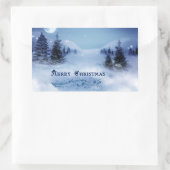 Blauwe kerst rechthoekige sticker (Tas)