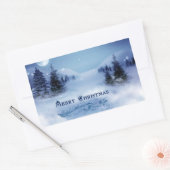 Blauwe kerst rechthoekige sticker (Envelop)