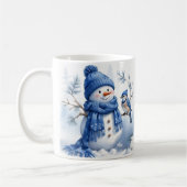 Blauwe Kerst - Sneeuwman Koffiemok (Links)