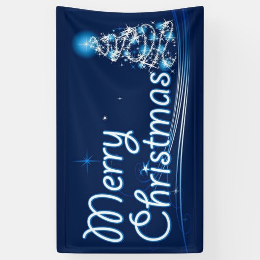 Blauwe kerst spandoek (Verticaal)