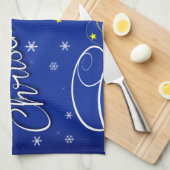 Blauwe kerst theedoek (Quarter Fold)