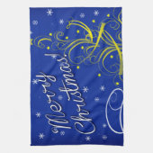 Blauwe kerst theedoek (Verticaal)