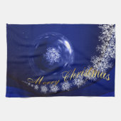 Blauwe kerst theedoek (Horizontaal)