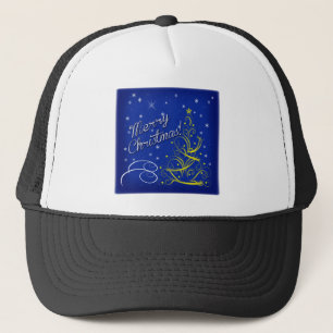Blauwe kerst trucker pet