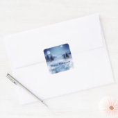 Blauwe kerst vierkante sticker (Envelop)