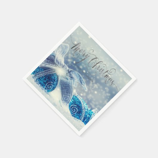 Blauwe kerstbal Bokeh Servet (Hoek)