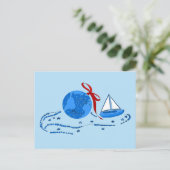 Blauwe kerstbal en klein Briefkaart (Staand voorkant)