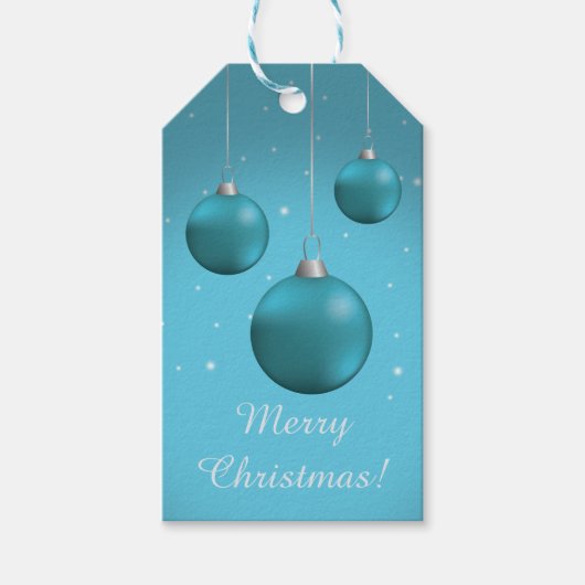 Blauwe Kerstballen Cadeaulabel (Voorkant)