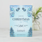 Blauwe Kerstballen Kerstmis Kaart (Staand voorkant)