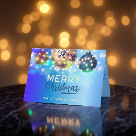 Blauwe kerstballen Twinkling String Lights Kaart