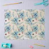 Blauwe Kerstbloemen Tissue Papier (Craft)