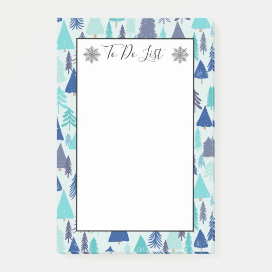 Blauwe kerstbomen Evergreen Forest om een lijst op Post-it® Notes (Voorkant)