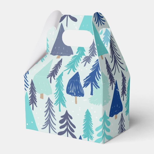 Blauwe kerstbomen in een Evergreen Forest Bedankdoosjes (Voorkant Zijde)