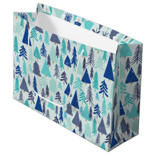Blauwe kerstbomen in een Evergreen Forest Groot Cadeauzakje