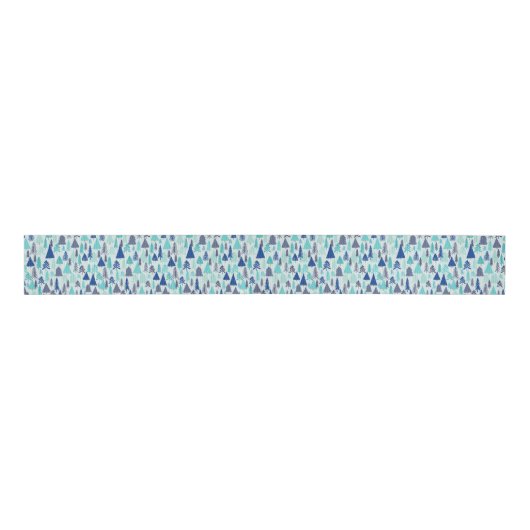 Blauwe kerstbomen in een Evergreen Forest Grosgrain Lint (Voorkant)