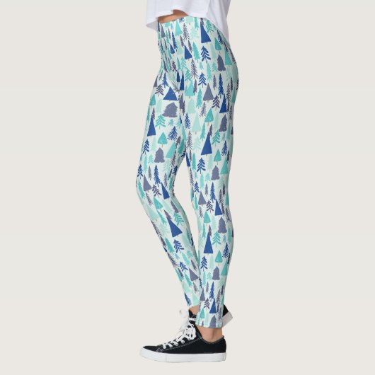 Blauwe kerstbomen in een Evergreen Forest Leggings (Links)