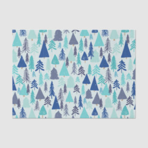 Blauwe kerstbomen in een Evergreen Forest Tissuepapier