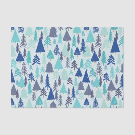 Blauwe kerstbomen in een Evergreen Forest Tissuepapier (Voorkant)