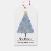 Blauwe kerstboom cadeaulabel (Achterkant)