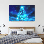 Blauwe kerstboom canvas afdruk (Insitu (Slaapkamer))