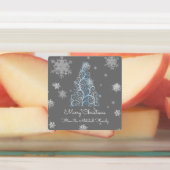 Blauwe kerstboom en Snowflakes baklabels Labels (Aangebracht)