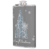 Blauwe kerstboom en Snowflakes fles Heupfles (Links)