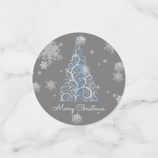 Blauwe kerstboom en Snowflakes tafeltafelConfetti Confetti (Kleine voorkant)