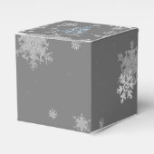 Blauwe kerstboom en Snowflakes voor de Vierbox Bedankdoosjes (Voorkant Zijde)