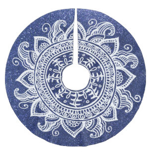 Blauwe kerstboom Glitter Mandala Snowflake Lace Kerstboom Rok
