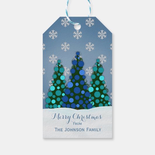 Blauwe kerstboom - Labels Cadeaulabel (Achterkant)