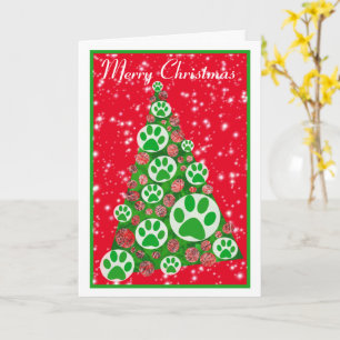 Blauwe kerstboom met groene stier kaart