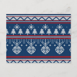 Blauwe kerstboom met snijtanden en Ornamenten Briefkaart