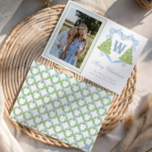 Blauwe Kerstboom Monogram Crest Foto