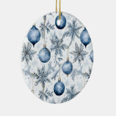 Blauwe kerstboom Ornamenten overal print (Rechts)