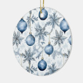 Blauwe kerstboom Ornamenten overal print (Links)
