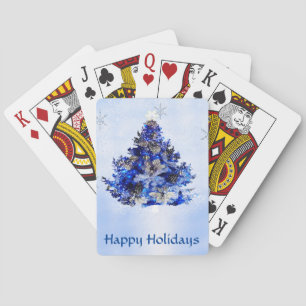 blauwe kerstboom pokerkaarten