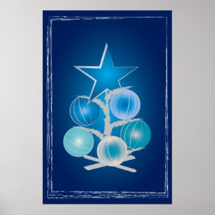 Blauwe kerstboom poster