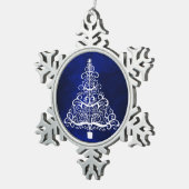 Blauwe kerstboom tin sneeuwvlok ornament (Rechts)