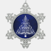 Blauwe kerstboom tin sneeuwvlok ornament (Voorkant)