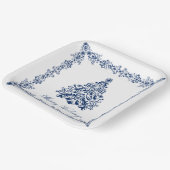 Blauwe kerstboom Uw achtergrond en tekst Papieren Bordje (Gebogen)