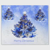Blauwe kerstboom versierd cadeaupapier (Vlak)