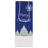 Blauwe kerstboom Wine Gift Bag Wijn Cadeautas (Voorkant)