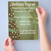 Blauwe kerstboombrochure flyer (Hand)