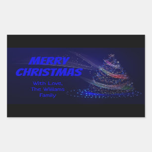 Blauwe kerstboomsterren Koord van lampjes Elegant Rechthoekige Sticker