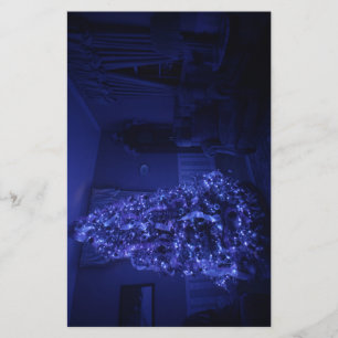 Blauwe kerstboomverlichting briefpapier