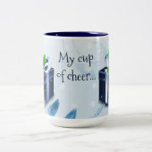 Blauwe kerstcadeau-Mok Tweekleurige Koffiemok (Center)