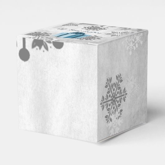 Blauwe kerstcadeaudoos bedankdoosjes (Voorkant Zijde)